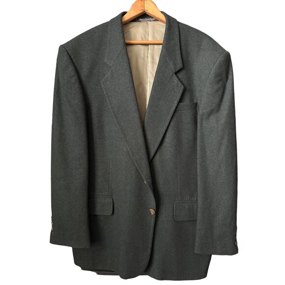Oscar Del la Renta Wool Blend Blazer Charcoal Grey Double Button Fully Lined 44R - Picture 1 of 7